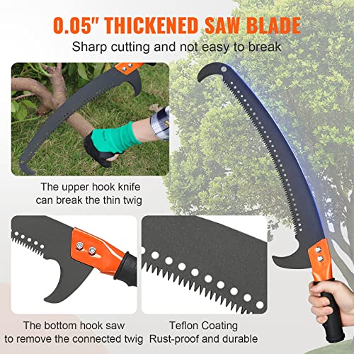 VEVOR Manual Pole Saw, 7.3-27 ft Extendable Tree Pruner, Sharp Steel Blade and Scissors High Branches Trimming, Branch Trimmer with Lightweight 8 Fiberglass Handles, for Pruning Palms and Shrubs by VEVOR - Image 5