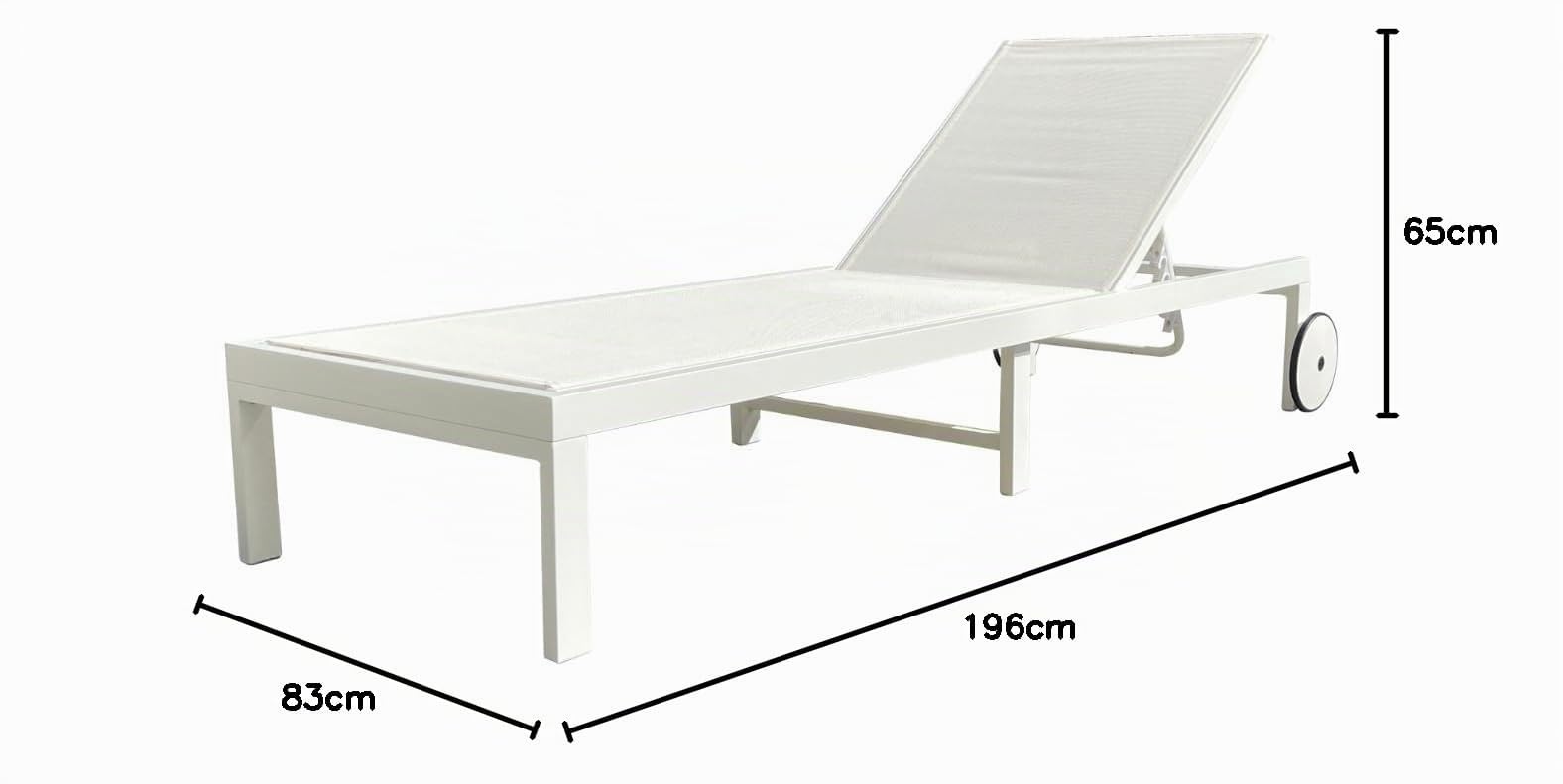 MOMMA HOME Tumbona Jardin Exterior - Reclinable 5 Posiciones, para Piscina y jardín, Ruedas de Aluminio, Textilene Tumbona Plegable, 196x65x30,5/83 cm (Blanco)