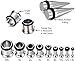 CABBE KALLO 14G-00G 36pcs Ear Gauges Stretching Kit Surgical Steel Tapers Tunnels Plugs Piercing Set Body Jewelry - Black, Rose Gold, Blue, Rainbow, Silver, Gold Tone Gauge Stretching Kit with Septum Tapers for Ears,Silver Tone