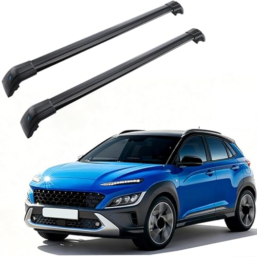 MotorFansClub Cross Bars Fit for Hyundai KONA 2018 2019 2020 2021 2022 2023 Lockable Baggage Luggage Racks Roof Racks Rail Cross Bars (2 PCS)