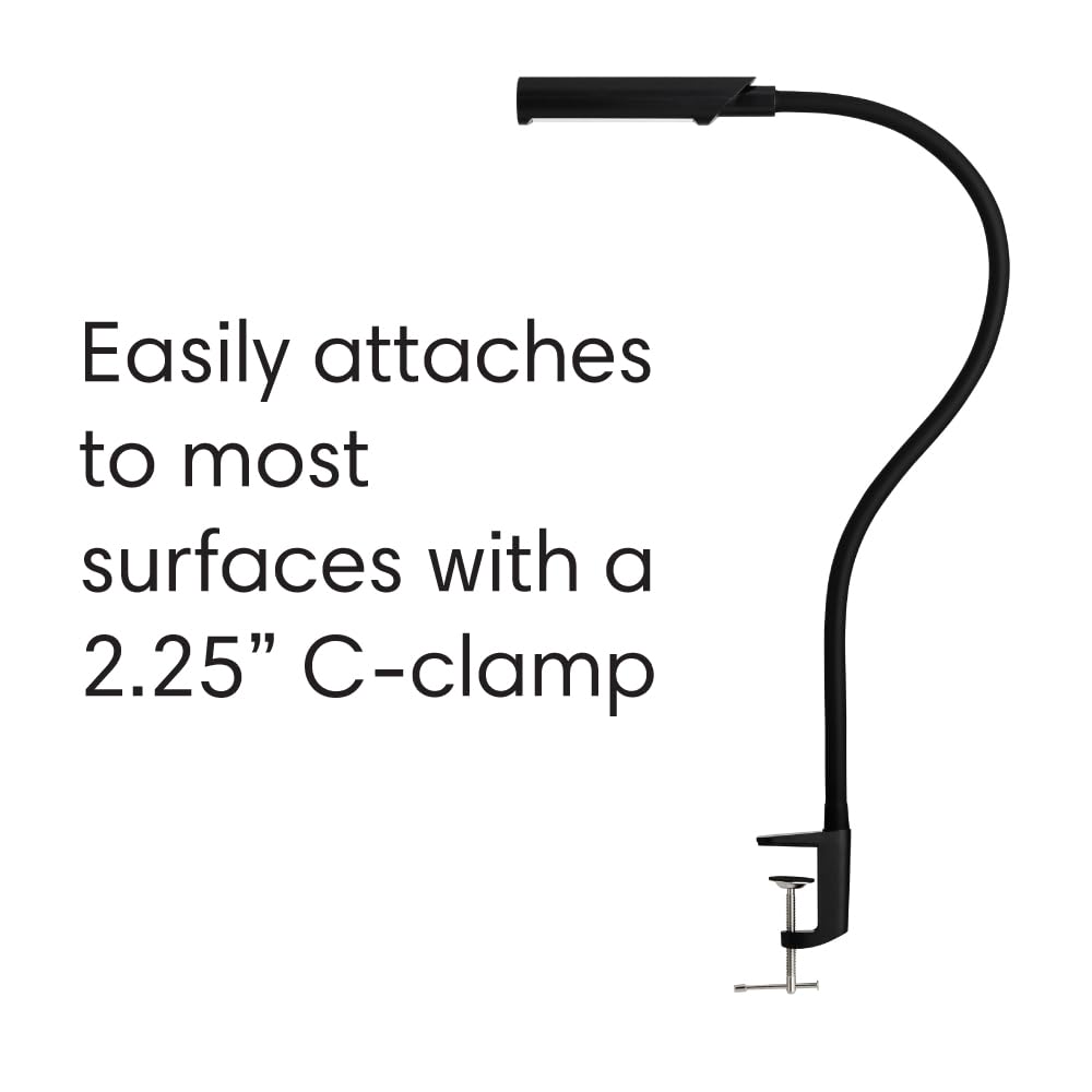 Reliable UberLight Flex 3200TL Lampe de bureau portable à LED avec pince, connexion USB, col de cygne flexible de 67,3 cm, tête rotative à 270°, 9 réglages de lumière, et jusqu'à 60
