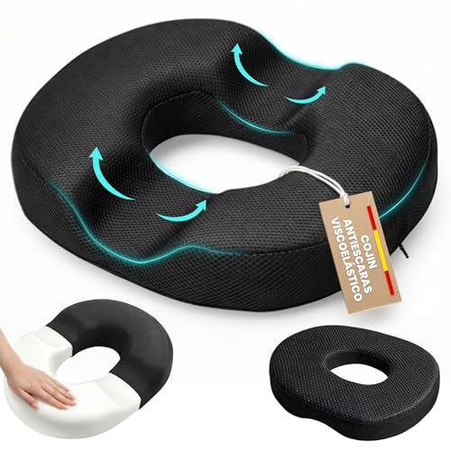 AYALMA Cojín Antiescaras Viscoelástico para Coxis – Cojin Antiescaras para Oficina y Silla de Ruedas, Alivio de Hemorroides y Dolor Lumbar – Diseño Ergonómico y Fácil Limpieza