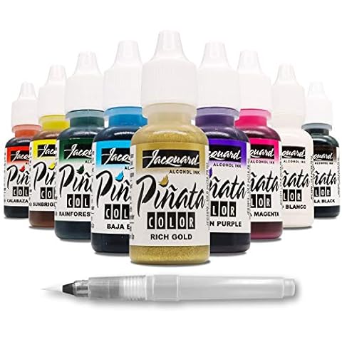 Jacquard Piñata Alcohol Ink Made in USA - Original Exciter Pack - 9 Colors - 1/2 Ounce Bottles - Bundled with Moshify Blending Pen Cover