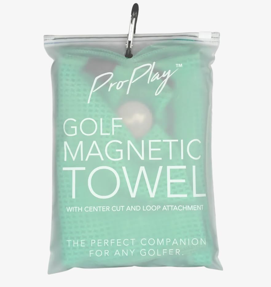 Proplay Microfiber Magnetic Golf Towel | Ultra Absorbent Fast Drying Golf Cart And Golf Bag Accessory | Center Cut And Loop Attachment