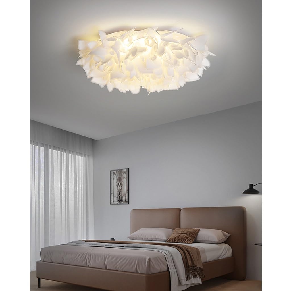 Nowoczesna Kwiatowa Lampa Sufitowa LED 24W/36W Z Pilotem, Biała PVC & Żelazo, 53/78cm Do Salonu, Sypialni, Jadalni, Biura – Design W Stylu Skandynawskim(53CM)