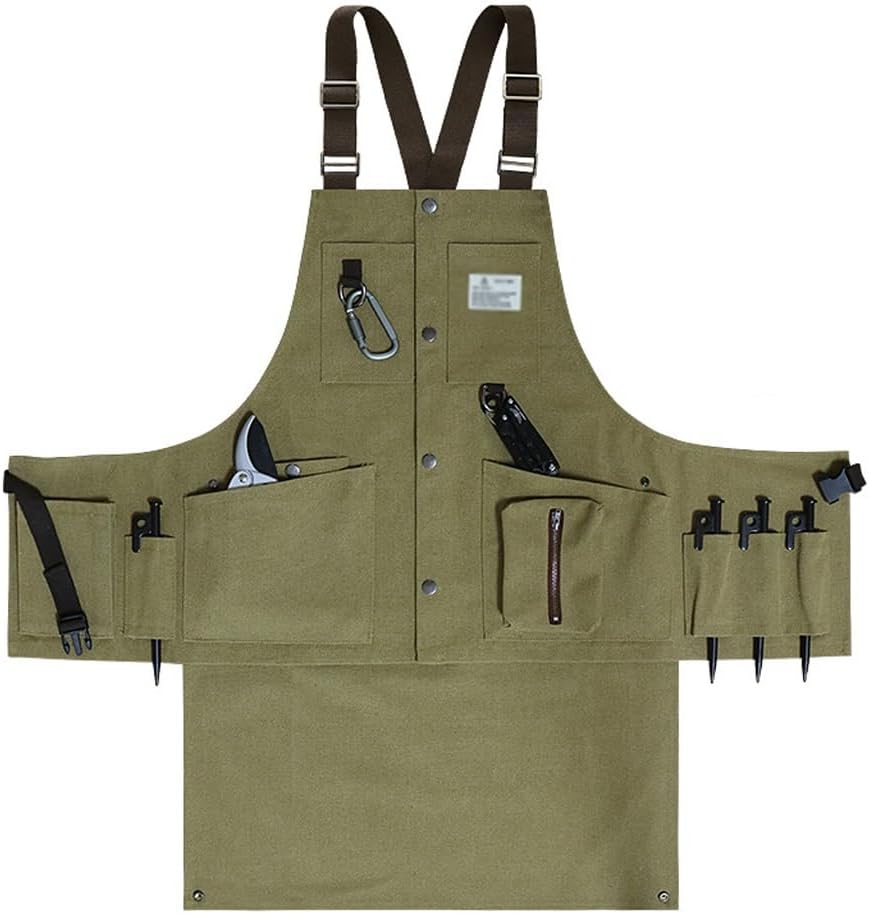 Canvas Kitchen Aprons for Woman Men Chef Work Apron for Grill Restaurant Bar Shop Cafes Beauty(Gray)