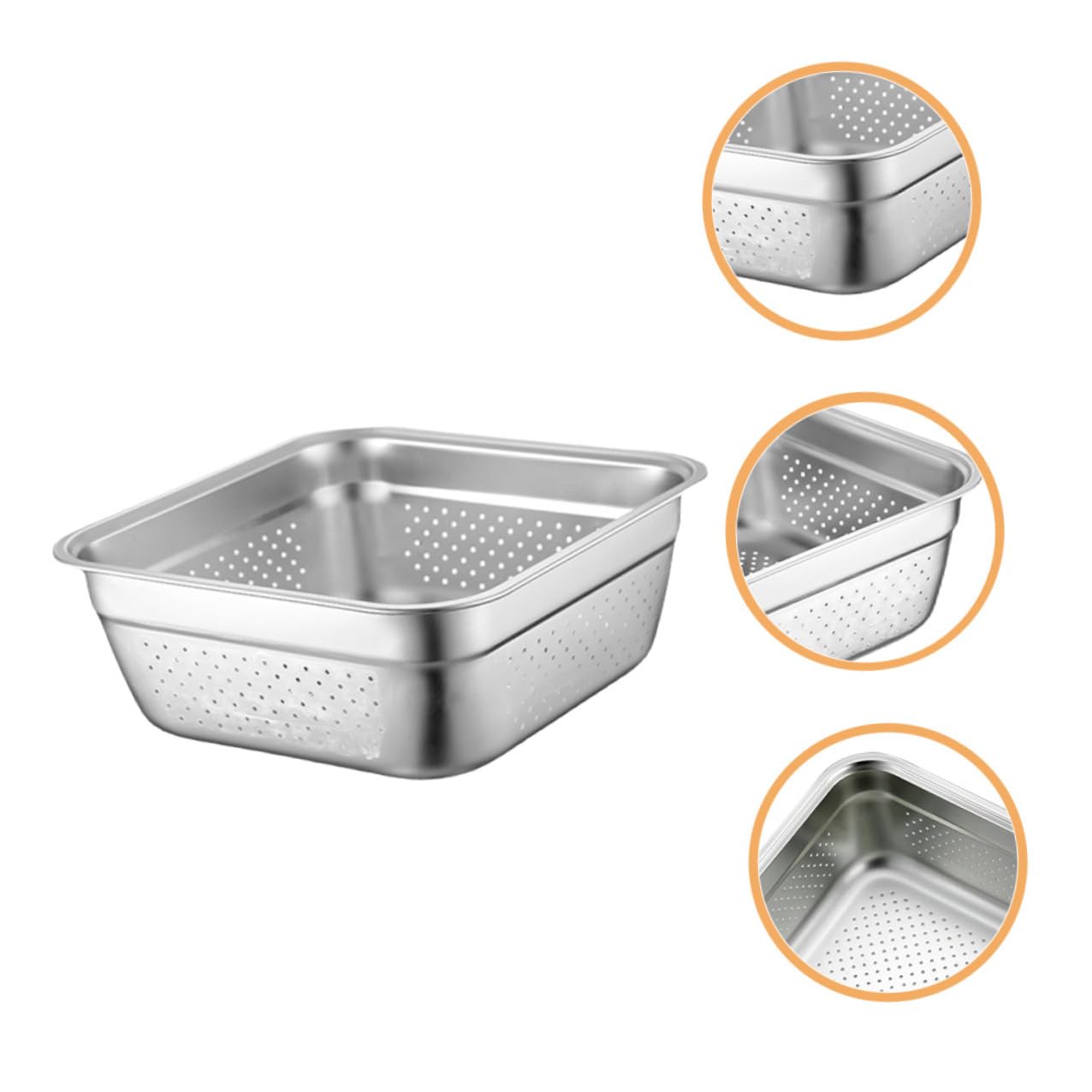 Zerodeko Colador de Cocina Grande de Acero Inoxidable Capacidad Amplia y Diseño Cuadrado, Escurridor Multifuncional y Confiable para Lavado y Drenaje en Fregadero
