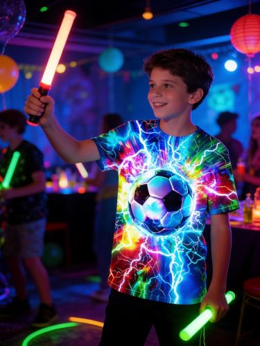 Image of Boys 3D Graphic Short Sleeve Shirts Cool Novelty Tees for 6-14 Years | Crew Neck, Comfy Loose Fit, Ideal For Sports Fans, Sports Game & Daily Casual Wear