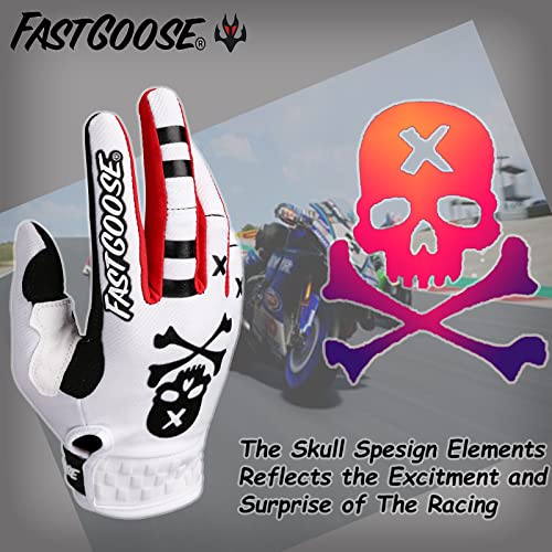 Fastgoose Dirt Bike Motorcycle Gloves Motocross Gloves Motorbike Riding Bike Gloves Atv Mx Mtb Off Road Racing Sports Cycling Glove (White, Large) #TOP3