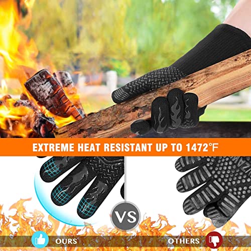 Redriver BBQ GRILL GLOVES Heat Resistant: 1472℉ High Temp Resistance Fireproof Glove thumb #2