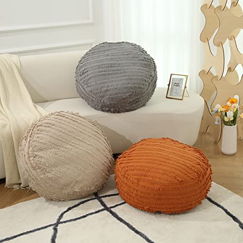 City In City Floor Pillow Round Meditation Pillow With Tassel, Floor Cushions For Adults & Child With Removable Cover, 24 * 8" Floor Pouf, Floor Seating For Living Room (Orange) #TOP3