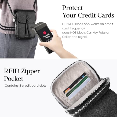 befen Genuine Leather Small Crossbody Bags for Women, Multi Pocket Cell Phone Crossbody Purse with RFID Blocking Card Slots3