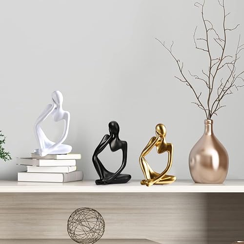 Miniatura 8 de Esculturas de estatuas de pensador, adornos de estatua de pensador de resina de arenisca, esculturas de estilo abstracto, regalos de inauguración de