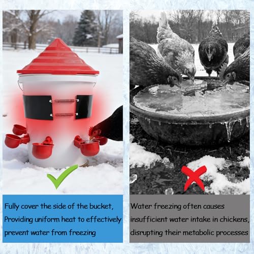 Chicken Water Heater Thermo Bucket Belt Heated Strap for 2-5 Gallon Barrel, 40W Silicone Rubber Heating Band for Chicken Waterers with 6.5 ft Power Cord - Image 6