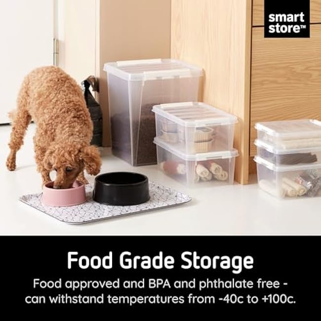 Classic 10 Clear Plastic Storage Boxes, 8L/8.5QT BPA-Free Stackable and Nestable Container with Secure Lid, Swedish Made Plastic Bins for Organization, L13.39 x W9.84 x H6.3-10 Pack