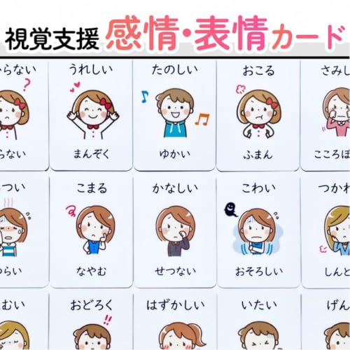 感情カード 表情カード 発達障害 絵カード 知育 視覚支援 療育 意思表示カードのサムネイル