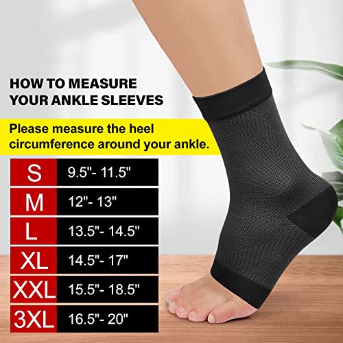 Keking® Ankle Brace Compression Support Sleeve For Women & Men, Medical Ankle Compression Socks For Plantar Fasciitis, Foot & Ankle Swelling, Achilles Tendon Support, Arch Support, 1 Pair Of Black 3Xl #TOP4
