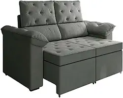 Sofá Retrátil 2 Lugares Inglaterra Suede Cinza Selmer