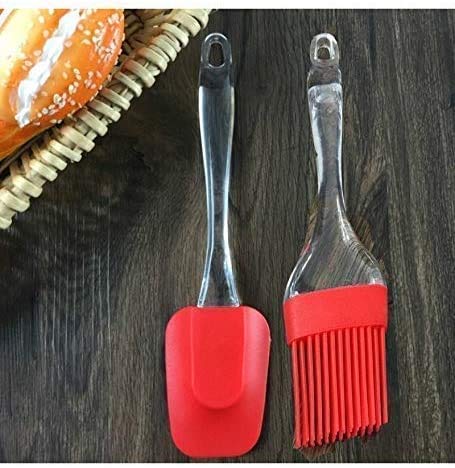 MIRARIYA Silicone Spatula and Brush Set for Pastry, Cake Mixer, Decorating, Cooking, Baking, Silicone Spatula and Pastry Brush (Set of 1 - Multi Color)