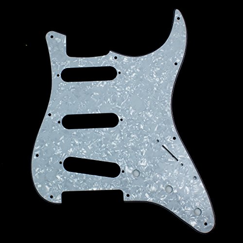 (G01)4ply Custom Guitar Pickguard Fits Strat, White Pearl