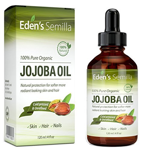 100% Pure Jojoba Oil u0096 4OZ u0096 Certified ORGANIC u0096 Best Natural Oil Moisturizer for Radiant Looking Skin, Silky Smooth Hair and Strong Nails u0096 Ideal For Sensitive Skin by Eden's Semilla
