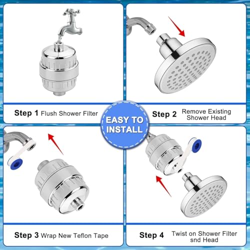 Image of 15 Stage Filtered Shower Head, High Pressure Hard Water Softener Showerhead with Filter Cartridge for Hard Water Remove Chlorine and Harmful Substances (15 Stage Filtered Shower Head)