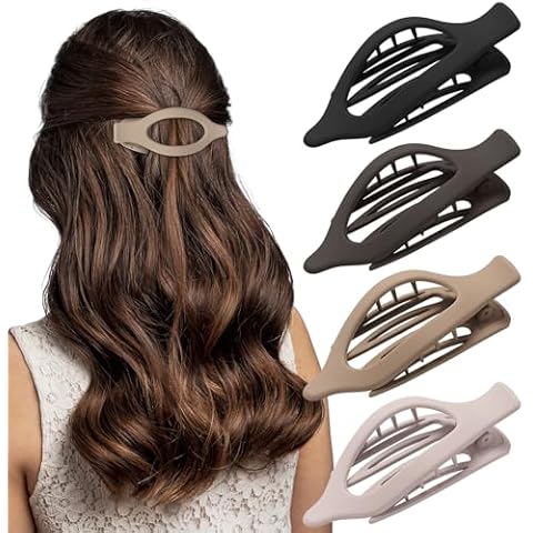 Sightor Flat Hair Clips, 4 Packs Flat Hair Claw Clips for Thick Thin Hair Clips, French Flat Hair Clips for Women Stylish Lay Flat Claw Clips Cover