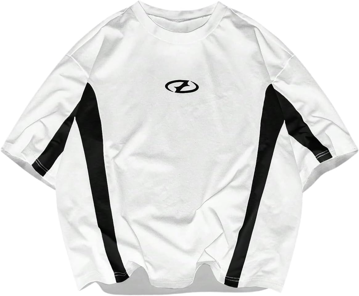 SOLY HUX Men's Short Sleeve T Shirts Streetwear Color Block Graphic Tees Unisex Casual Summer Tops