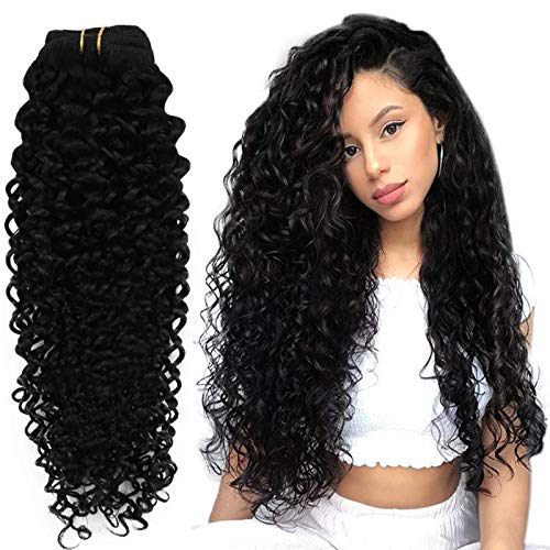 Black Human Hair Clip in Extensions Curly 20inch For Black Women Double Weft Silky Natural Wavy Black Extensions Clip in Human Hair 100G 7Pcs