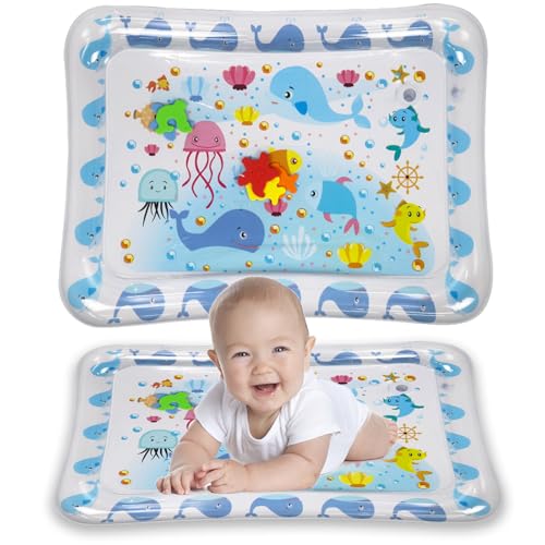 XVZ Tapis d'eau pour bébé - Tapis de jeu d'eau pour bébé sans BPA - Idéal pour bébé à partir de 3, 6, 9 mois, jouet couché sur le ventre - Baleine
