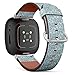 CJBROES Replacement Leather Watch Band, Compatible with Fitbit Versa 3 and Fitbit Sense of Wristband Bracelet Accessory - Floral Soft