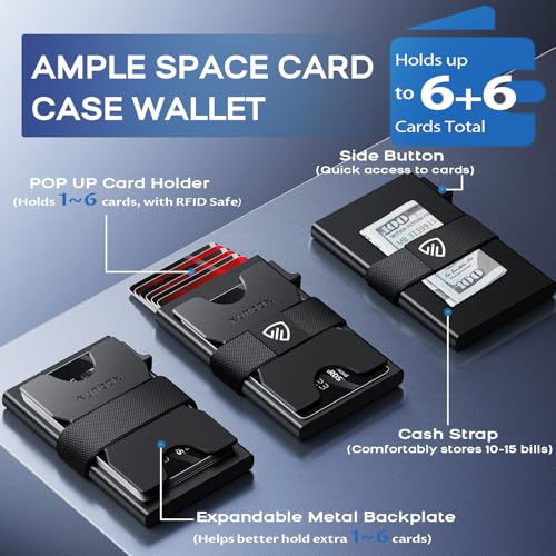 mens business card holder slim card wallet for men and women minimalist rfid blocking wallet with pop-up function thin design metal cases holds 66 cards gifts for men men39s accessories