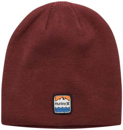 Hurley Men's Winter Hat - Shoreline Slouchy Beanie, Burgundy