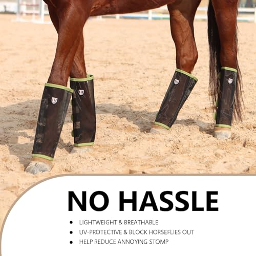 Image of Harrison Howard Loose-Fitting Horse Fly Leggings Breathable, Tear-Resistant Fine Mesh Leg Guards Stay-on Comfortable Fly Boots (Set of 4)