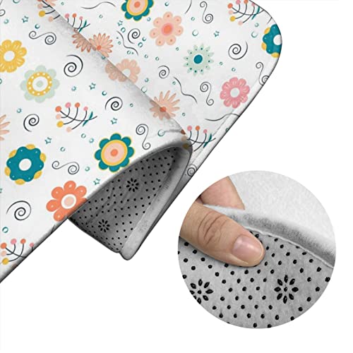 UBINYSS Badematte + Konturmatte + Toilettendeckelbezug, Süße kleine Blume 3 Stück Badematte Set, mit rutschfester Klebeunterseite – Bild 6