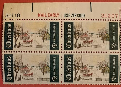 US Postage Stamp 1969 Christmas Issue 6c Plate Block Of 4 Scott #1384