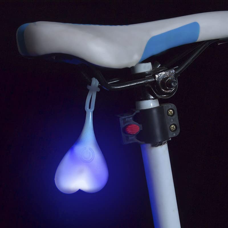 HAPOWELLHeart Shaped LED Emergency Bike Tail Light, Night Warning Light, Silicone Ball, Waterproof, Blue