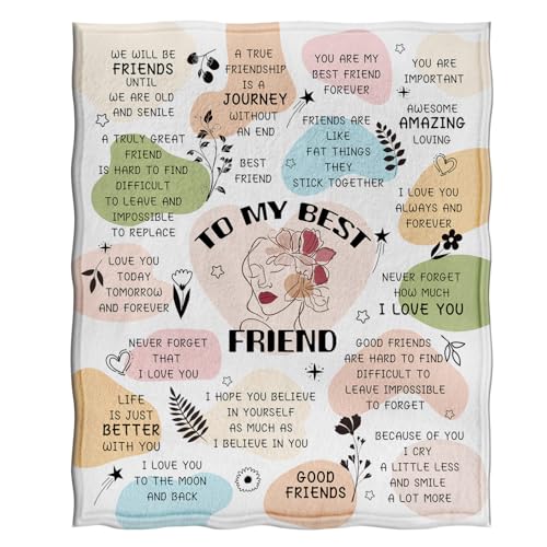 Jekeno Friends Blanket Inspiring Positive Quotes Gifts for Birthday Christmas Halloween for Women Kids Girls Lady Mom Wife Home Bedroom Decor Mother's Day Plush Throw 50"x60"