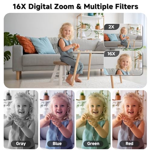 Image of Digital Camera, 44MP Compact Camera, FHD 1080P Point and Shoot Digital Cameras with 16X Zoom, Face Detect, Smile Capture, Anti Shake, for Boys Girls Teens Gifts (White)