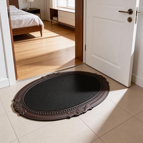 Image of Encasa XO Rubber Door Mat, Anti Skid Heavy Duty Floor Mat, Home Black 1