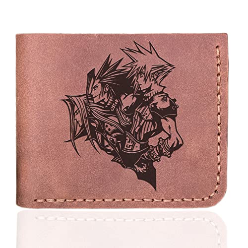 FF Crisis Core Group Leather Wallet Mens Gamer Wallet, Gamer Gifts Personalized Mens Wallet Christmas Gift for Him, Custom Leather Wallet Handmade Husband Gift Boyfriend Gift Geek Gift k556