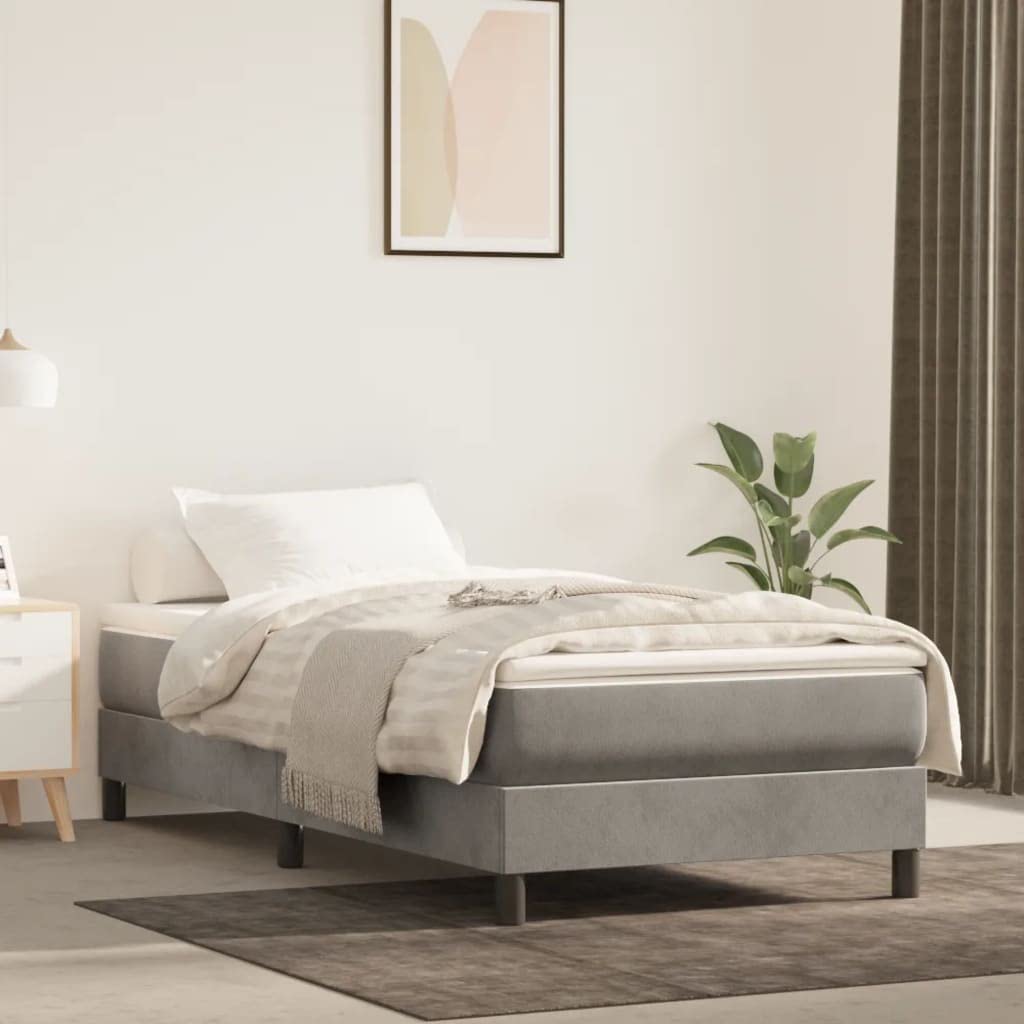 Materac ze sprężynami kieszeniowymi 80 x 200 x 20 cm, średni jasnoszary aksamit, ergonomiczny, oddychający z zimną pianką, pianka memory, dwustronny, do sypialni dla spokojnego snu i