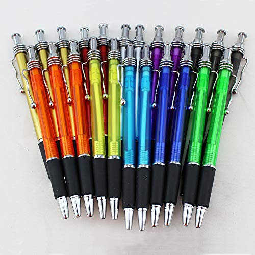 ezpencils - Blank Pens Bulk  Silver Accents and Black Grip - Black Ink Pens  Wave Pens - Assorted Colors Body - 10 Pcs