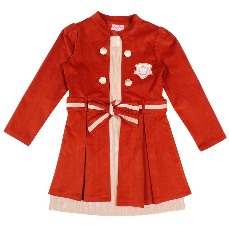 Rust Corduroy Blazer with Chenille Shift Dress and Beautiful Belt and Button Detail-image-27