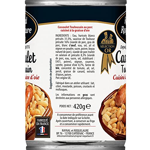 RAYNAL ET ROQUELAURE - Cassoulet Toulousain À La Graisse D'Oie 420G - Lot De 4 - Offre Special