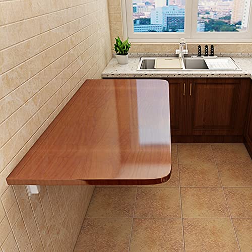 Table de bureau pliable JATIBOSH établi mural rabattable acier teck 70cm - 2