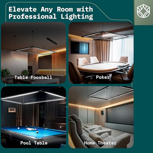 Solvita Pool Table Light –Premium LED Billiard Light, Flicker-Free, Dimmable, Adjustable Height & 360° Rotatable Design – Bright White 3000K (Rectangle 49.6 x 25 inch)