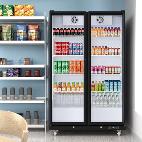 Image of KoolMore 47 in. Commercial 2 Fully Glass Door Merchandiser Refrigerator, 30 Cu. Ft. ETL Listed in Black (KM-MDR-2FGD)