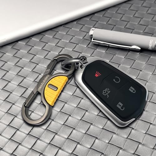 Image of Heavy Duty Keychain with Quick Release Double Carabiner Clip, Key Rings, D Ring, Car Key Holder for Belt Loop