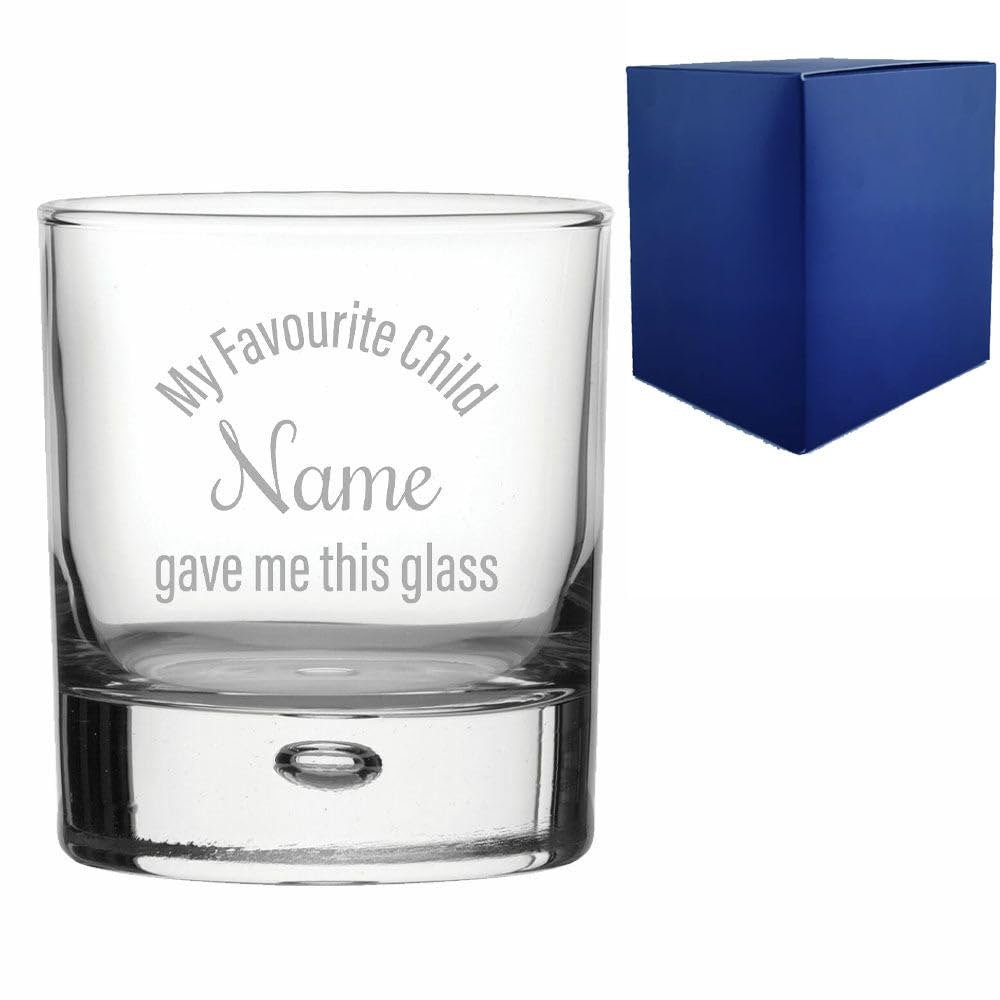 Personalised Engraved Bubble Whisky Glass with My Favourite Child Gave Me This Glass Design with Gift Box | Funny Birthday Gifts for Dad, Dad Present, Fathers Day